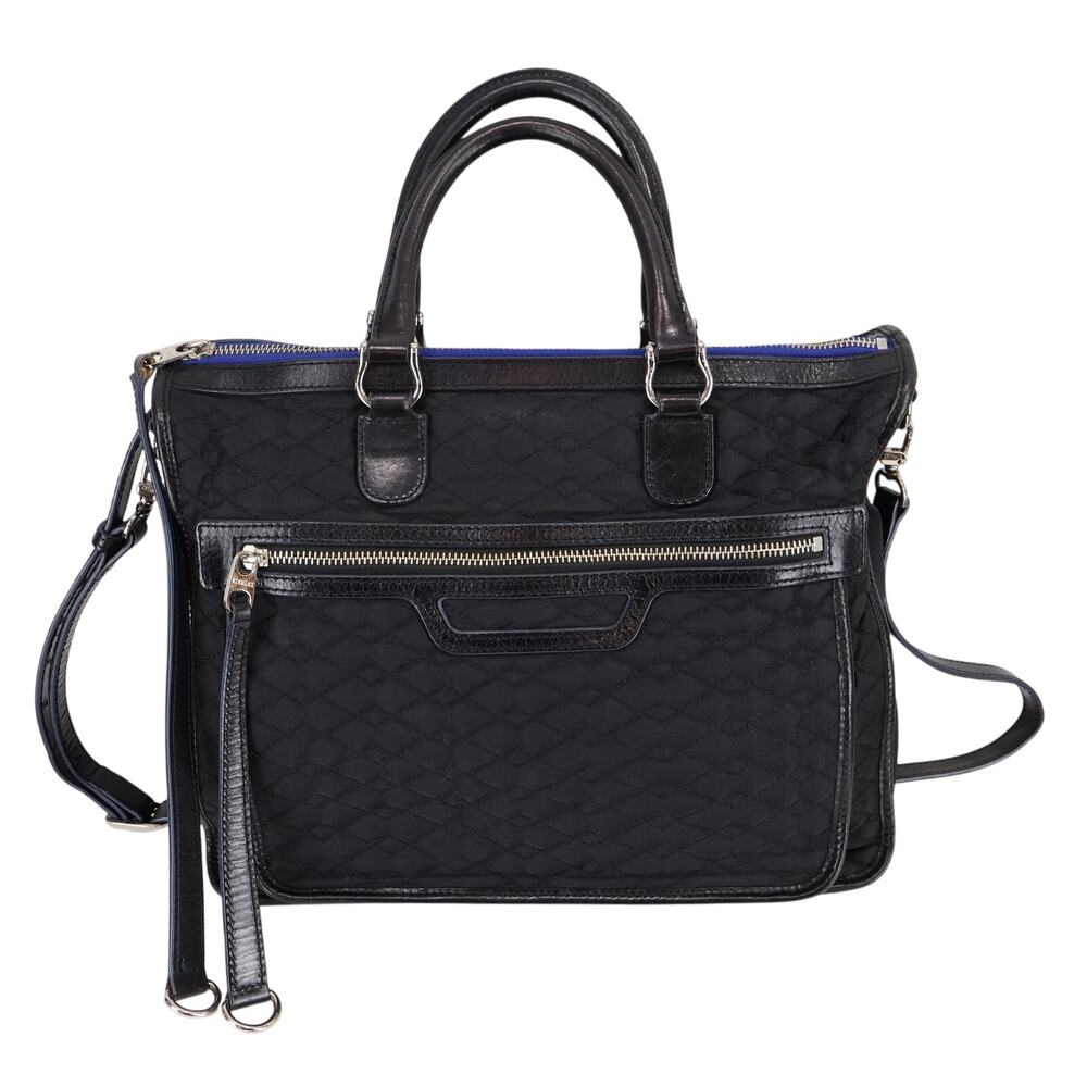 MZ Wallace Britt Black Diamond Quilted Bedford Nylon Handbag